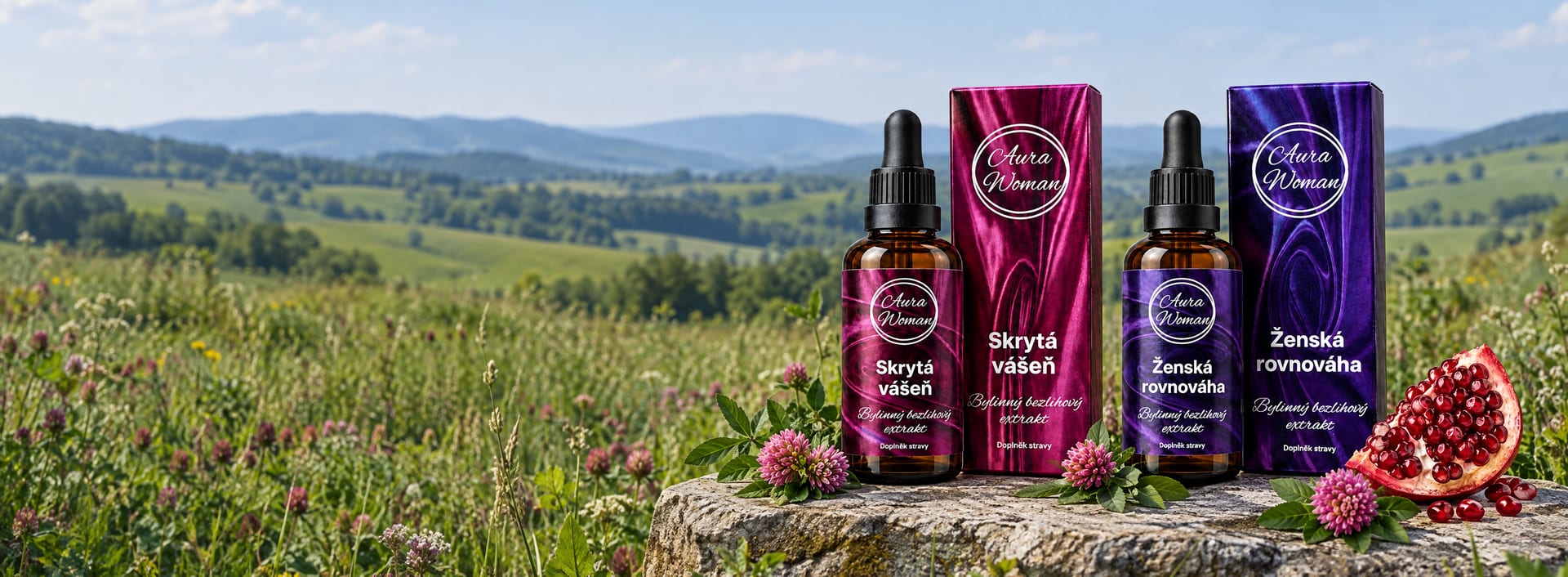 AuraWoman Skrytá vášeň a Ženská rovnováha na louce s jetelem